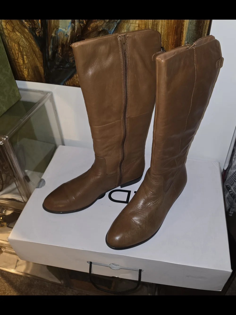 Aldo Tall Leather Riding Boots - Brown SZ 9